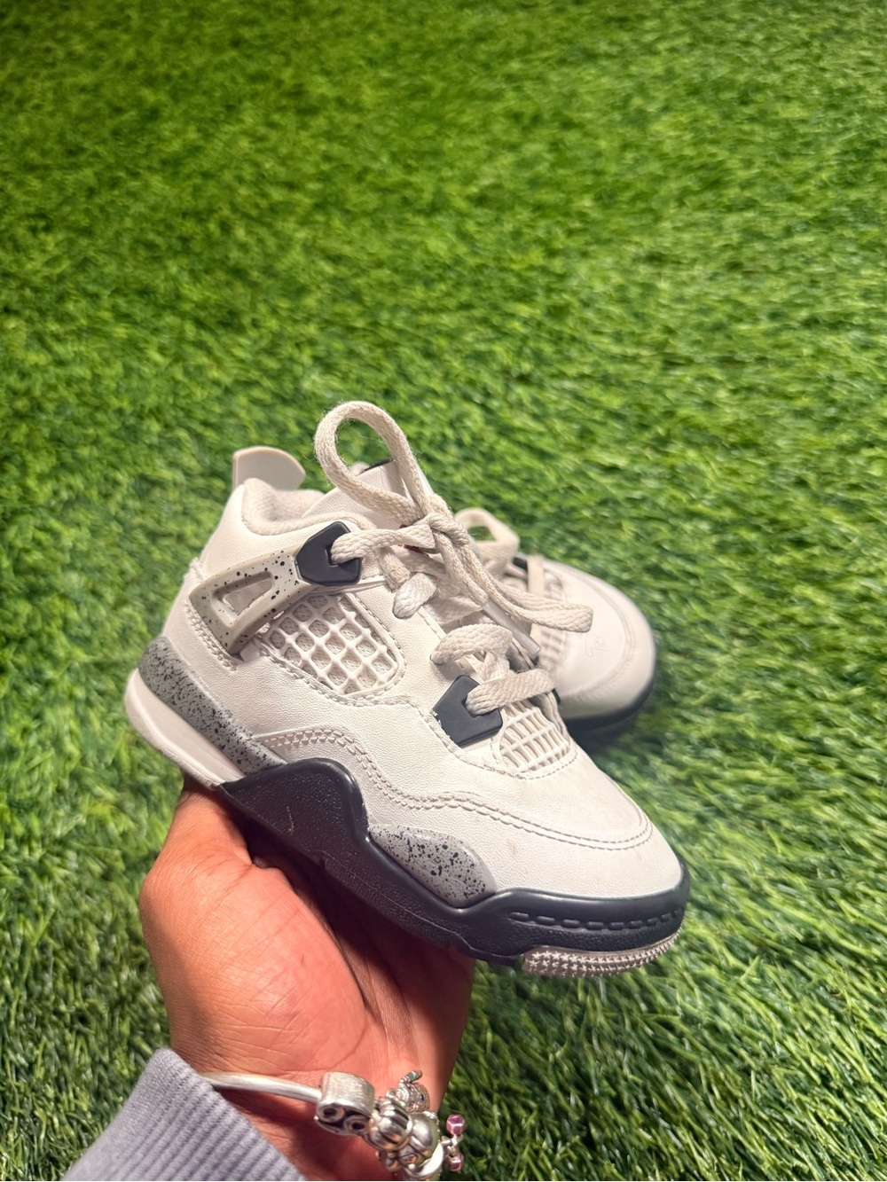 Jordan 4 Retro White Cement sneakers size 7C for children
